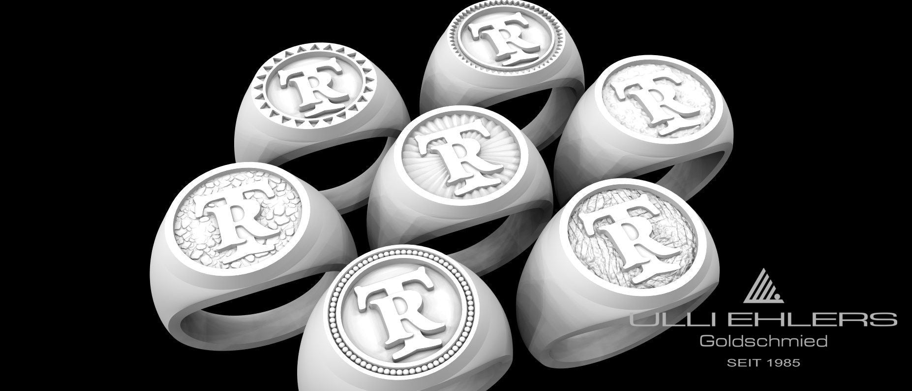 Custom signet ring designs with TR